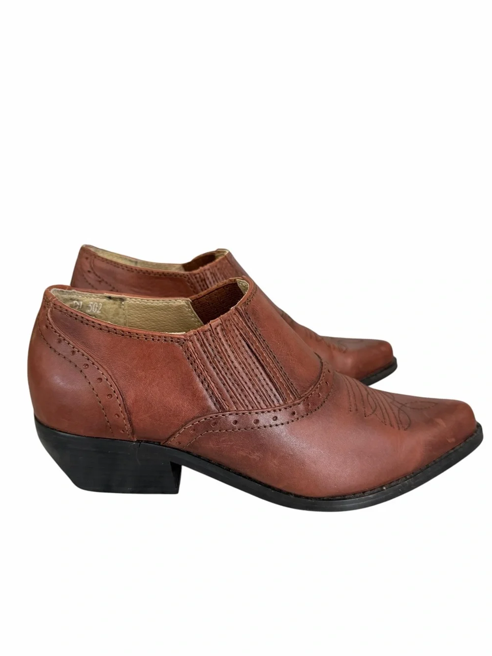 Dingo Ankle Boots Womens 6.5 Leather Low Western Brown